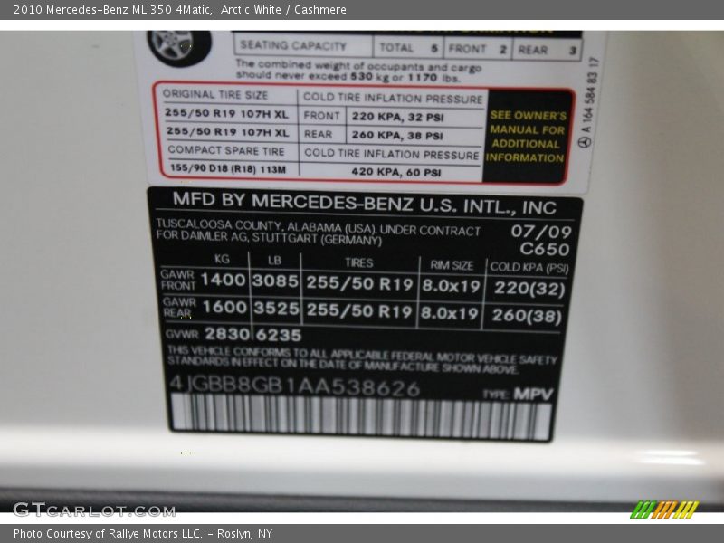 Arctic White / Cashmere 2010 Mercedes-Benz ML 350 4Matic