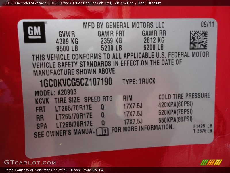 Victory Red / Dark Titanium 2012 Chevrolet Silverado 2500HD Work Truck Regular Cab 4x4