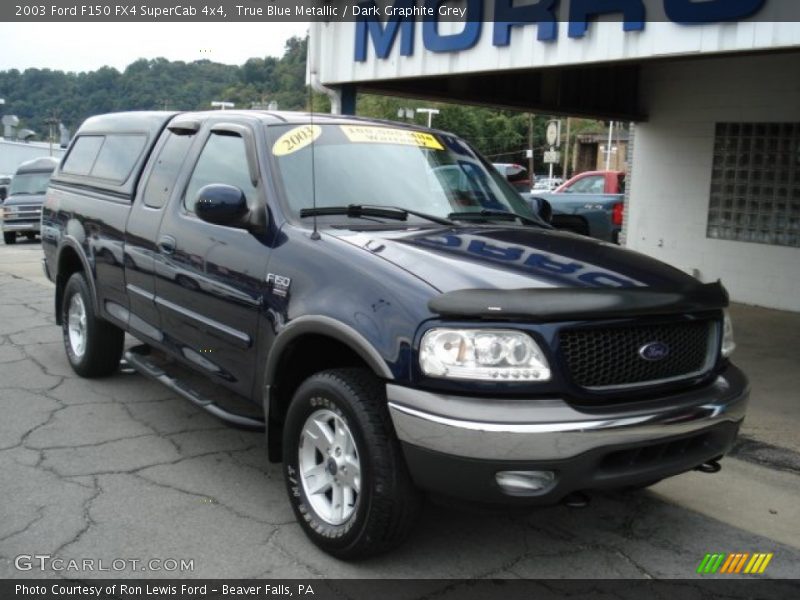 True Blue Metallic / Dark Graphite Grey 2003 Ford F150 FX4 SuperCab 4x4