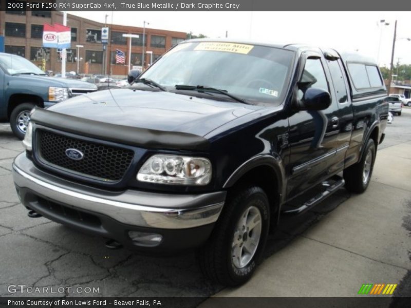 True Blue Metallic / Dark Graphite Grey 2003 Ford F150 FX4 SuperCab 4x4