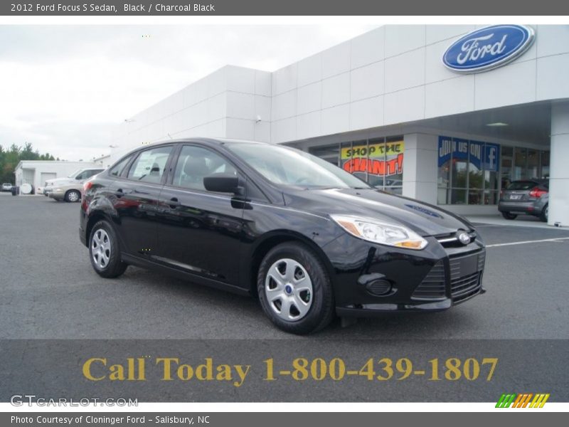 Black / Charcoal Black 2012 Ford Focus S Sedan