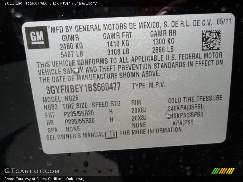 Black Raven / Shale/Ebony 2011 Cadillac SRX FWD