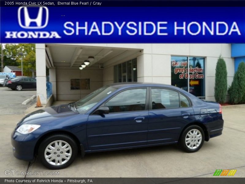 Eternal Blue Pearl / Gray 2005 Honda Civic LX Sedan