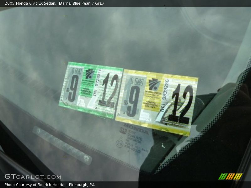 Eternal Blue Pearl / Gray 2005 Honda Civic LX Sedan