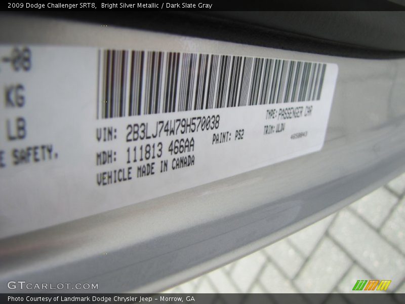 Bright Silver Metallic / Dark Slate Gray 2009 Dodge Challenger SRT8