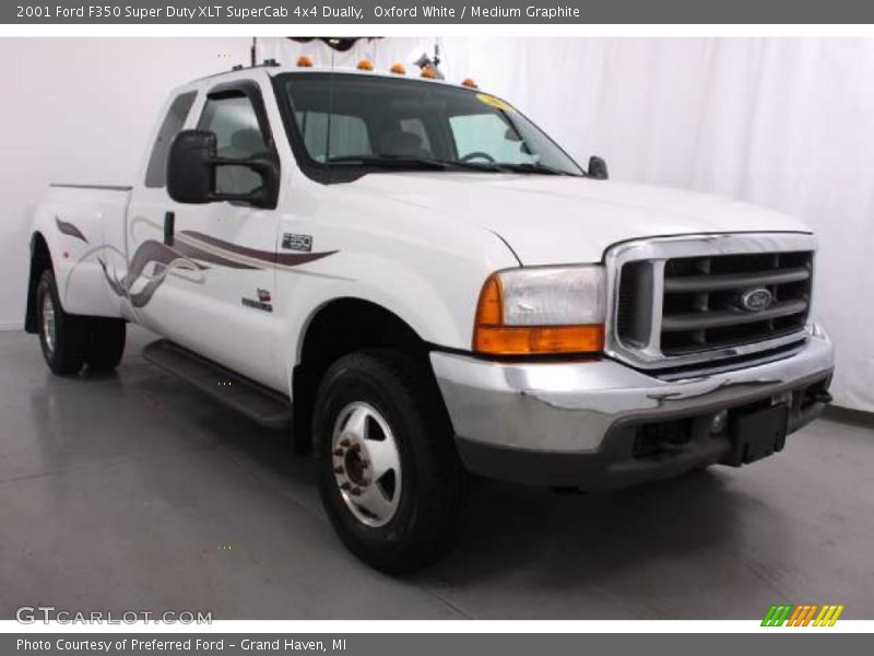 Oxford White / Medium Graphite 2001 Ford F350 Super Duty XLT SuperCab 4x4 Dually