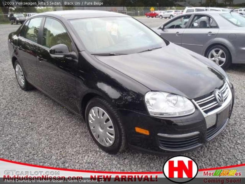 Black Uni / Pure Beige 2009 Volkswagen Jetta S Sedan