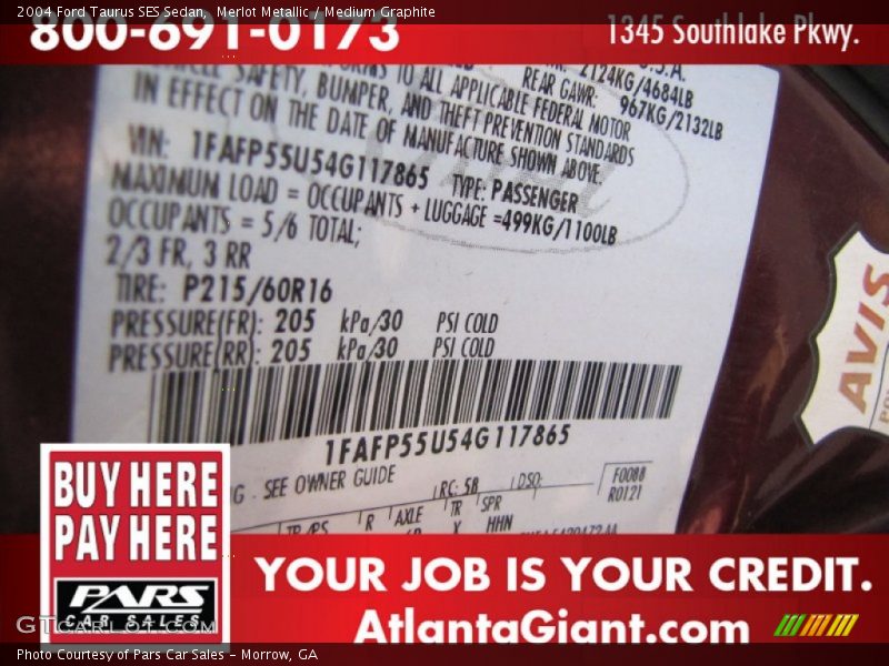 Merlot Metallic / Medium Graphite 2004 Ford Taurus SES Sedan