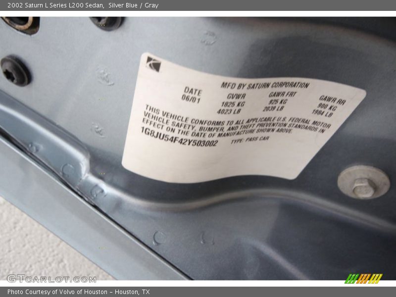 Silver Blue / Gray 2002 Saturn L Series L200 Sedan