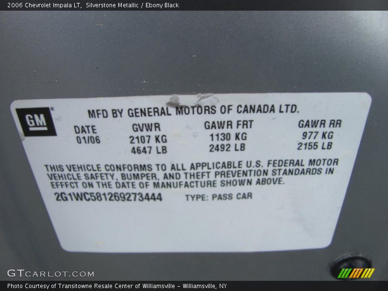 Silverstone Metallic / Ebony Black 2006 Chevrolet Impala LT