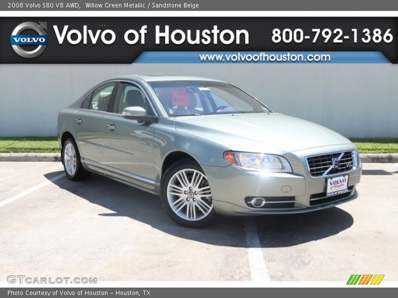 Willow Green Metallic / Sandstone Beige 2008 Volvo S80 V8 AWD