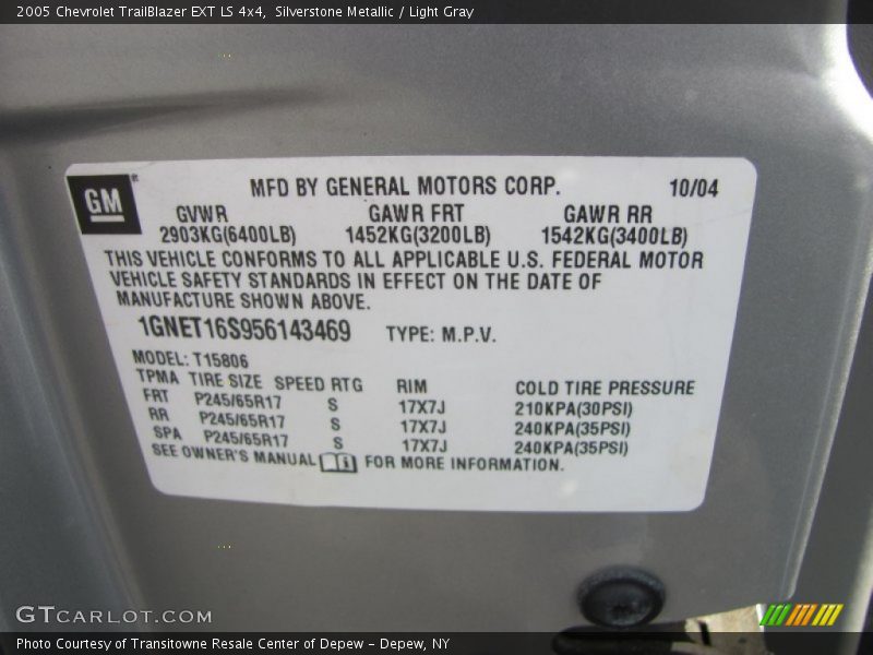 Silverstone Metallic / Light Gray 2005 Chevrolet TrailBlazer EXT LS 4x4
