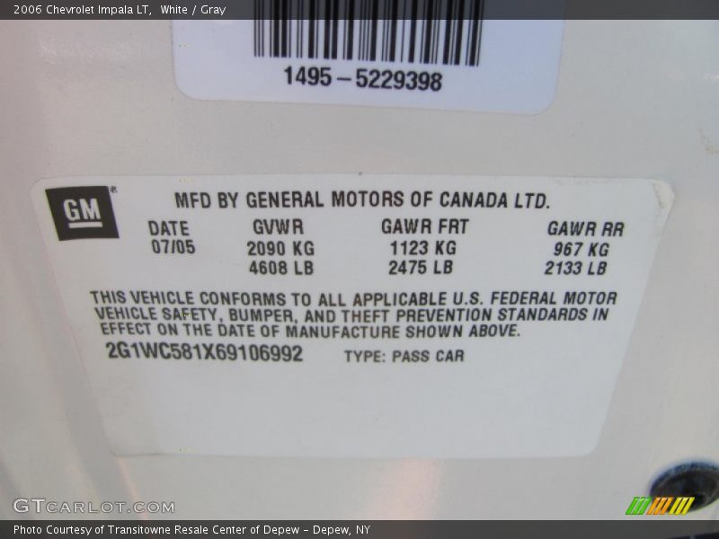 White / Gray 2006 Chevrolet Impala LT