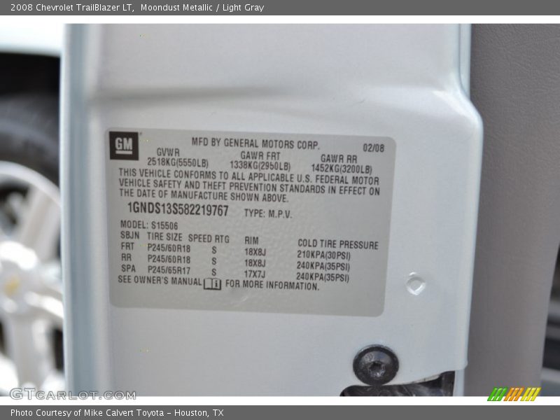 Moondust Metallic / Light Gray 2008 Chevrolet TrailBlazer LT