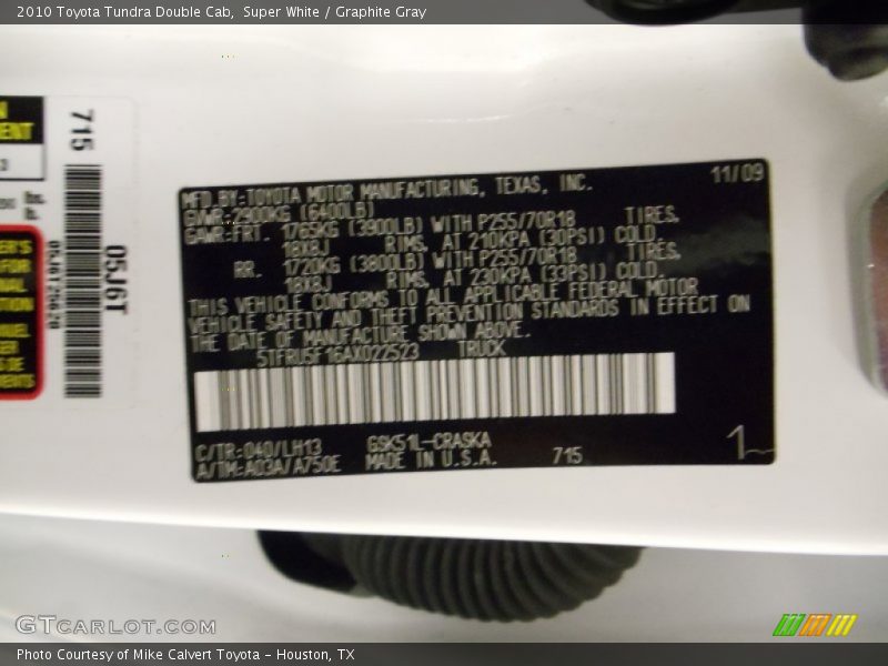 Super White / Graphite Gray 2010 Toyota Tundra Double Cab