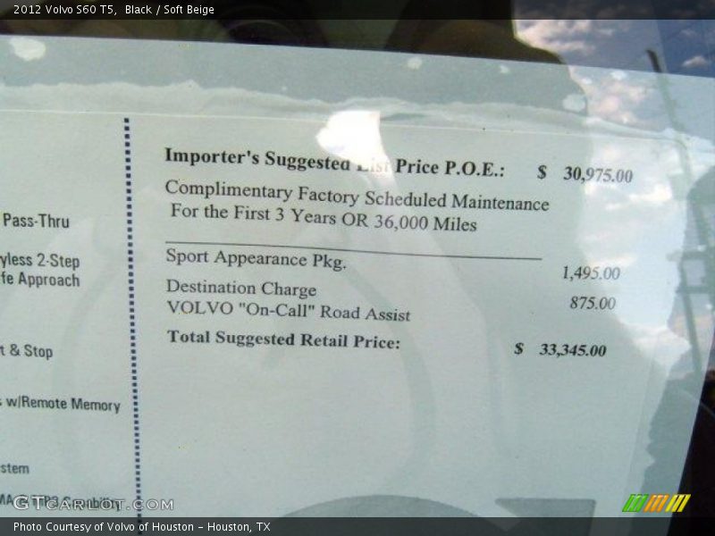 Black / Soft Beige 2012 Volvo S60 T5