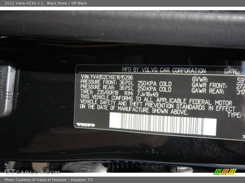 Black Stone / Off Black 2012 Volvo XC90 3.2