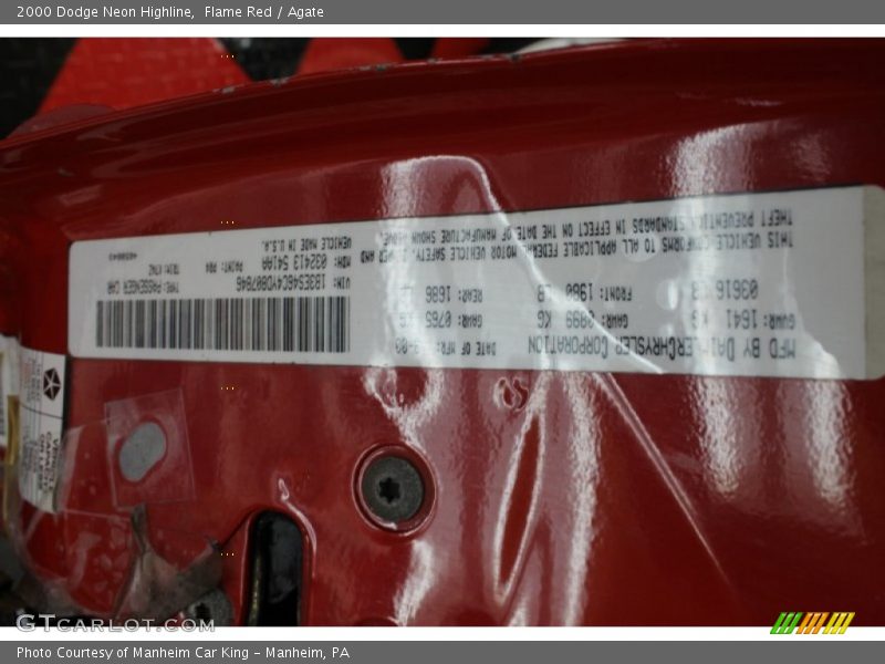 Flame Red / Agate 2000 Dodge Neon Highline