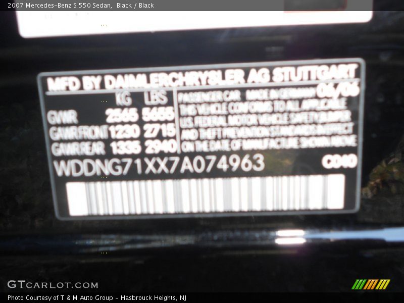 Black / Black 2007 Mercedes-Benz S 550 Sedan