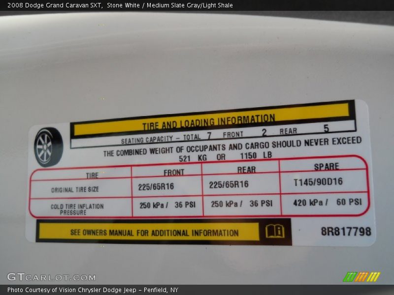 Stone White / Medium Slate Gray/Light Shale 2008 Dodge Grand Caravan SXT