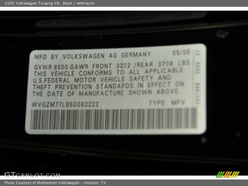 Black / Anthracite 2005 Volkswagen Touareg V8