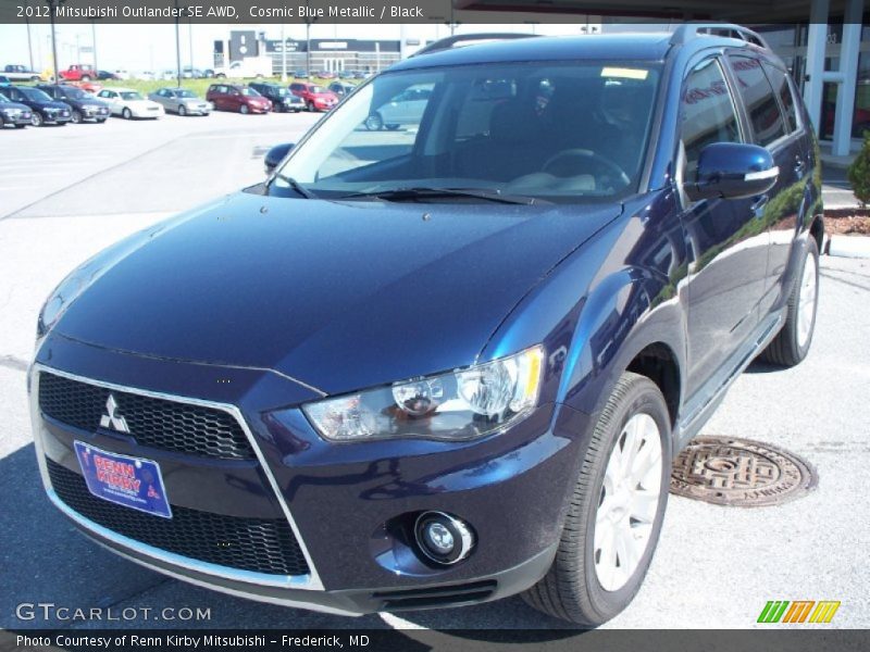 Cosmic Blue Metallic / Black 2012 Mitsubishi Outlander SE AWD