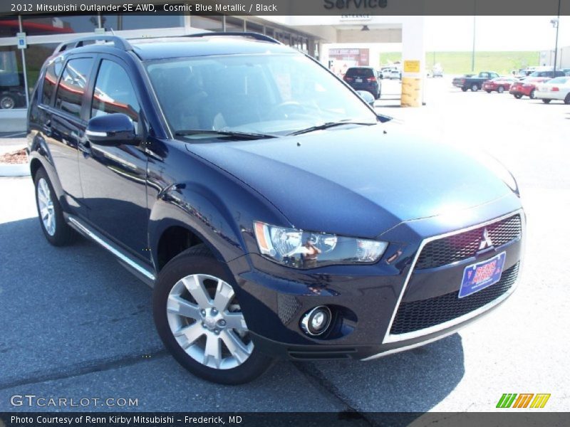 Cosmic Blue Metallic / Black 2012 Mitsubishi Outlander SE AWD