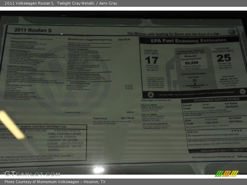 Twilight Gray Metallic / Aero Gray 2011 Volkswagen Routan S