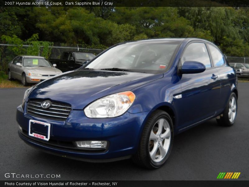 Dark Sapphire Blue / Gray 2007 Hyundai Accent SE Coupe