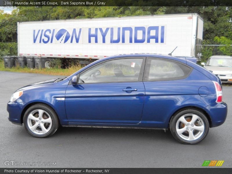 Dark Sapphire Blue / Gray 2007 Hyundai Accent SE Coupe