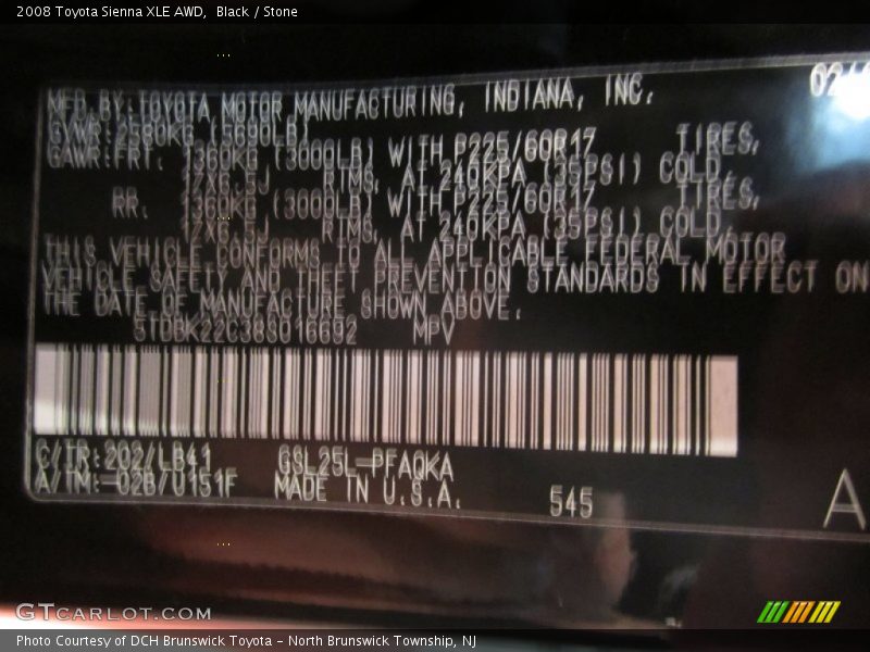 Black / Stone 2008 Toyota Sienna XLE AWD