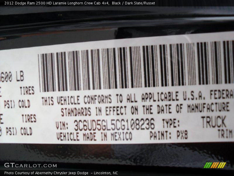 Black / Dark Slate/Russet 2012 Dodge Ram 2500 HD Laramie Longhorn Crew Cab 4x4