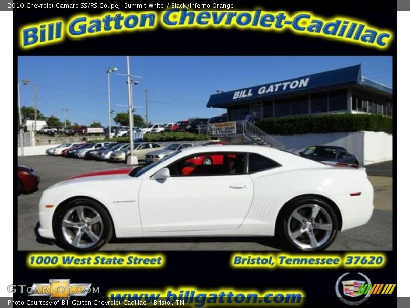 Summit White / Black/Inferno Orange 2010 Chevrolet Camaro SS/RS Coupe