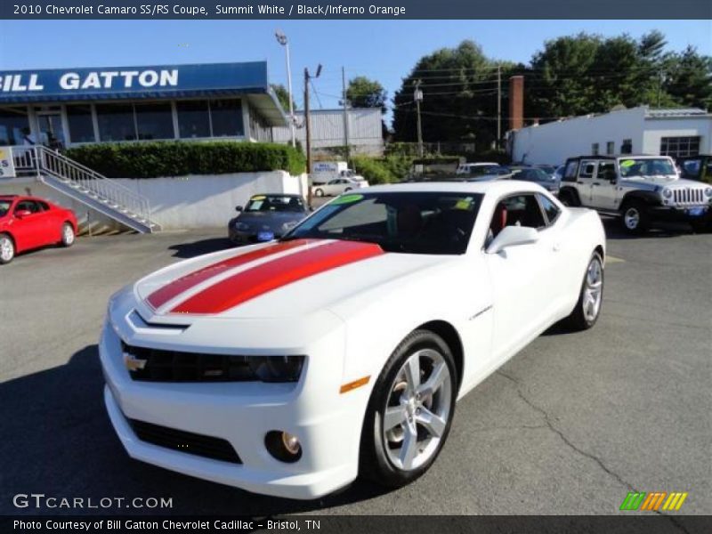 Summit White / Black/Inferno Orange 2010 Chevrolet Camaro SS/RS Coupe