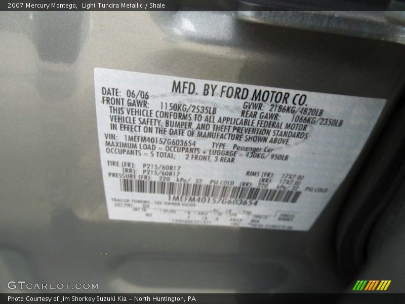 Light Tundra Metallic / Shale 2007 Mercury Montego