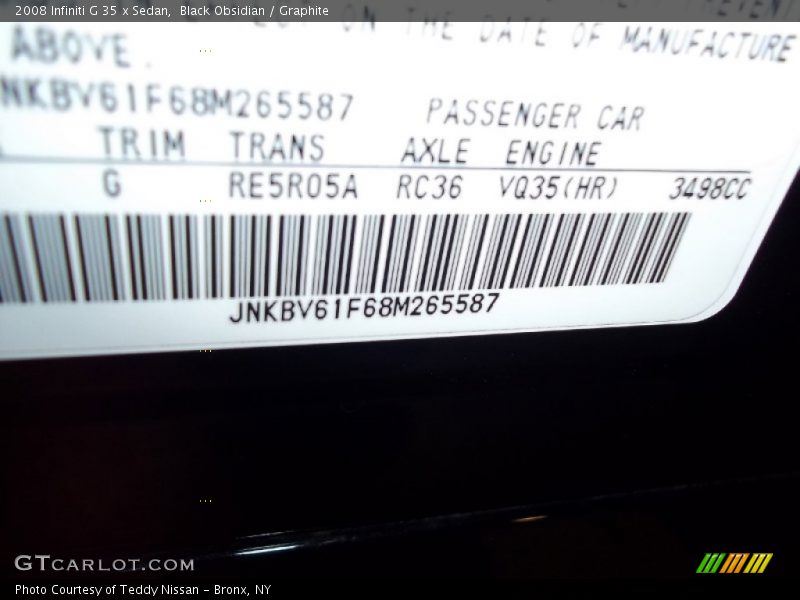 Black Obsidian / Graphite 2008 Infiniti G 35 x Sedan