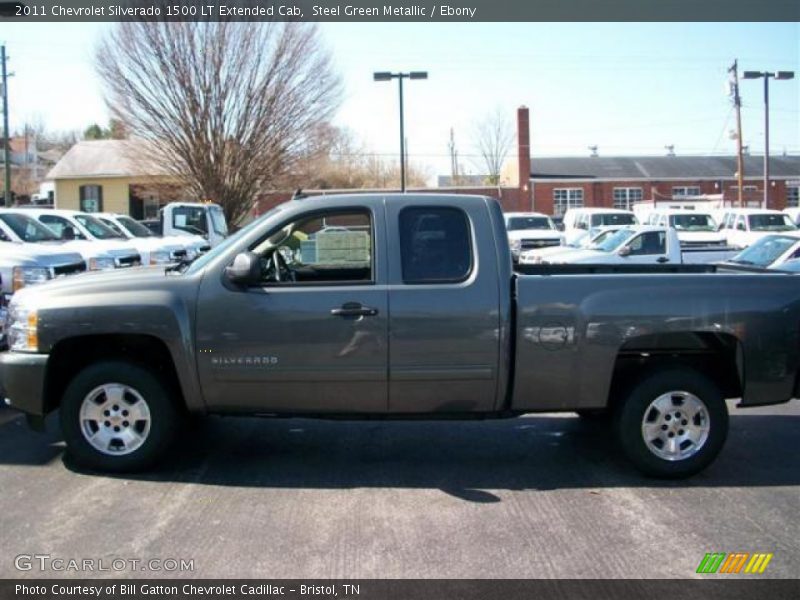 Steel Green Metallic / Ebony 2011 Chevrolet Silverado 1500 LT Extended Cab