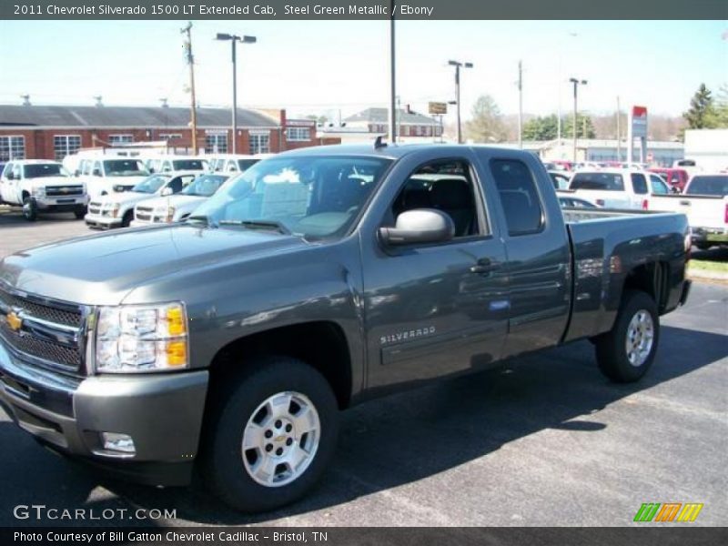 Steel Green Metallic / Ebony 2011 Chevrolet Silverado 1500 LT Extended Cab