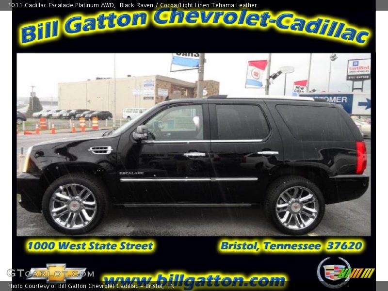 Black Raven / Cocoa/Light Linen Tehama Leather 2011 Cadillac Escalade Platinum AWD