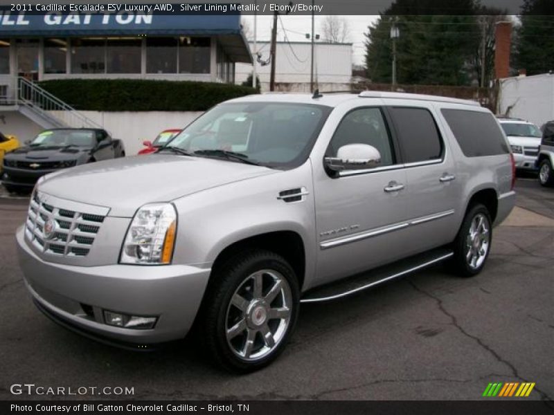 Silver Lining Metallic / Ebony/Ebony 2011 Cadillac Escalade ESV Luxury AWD