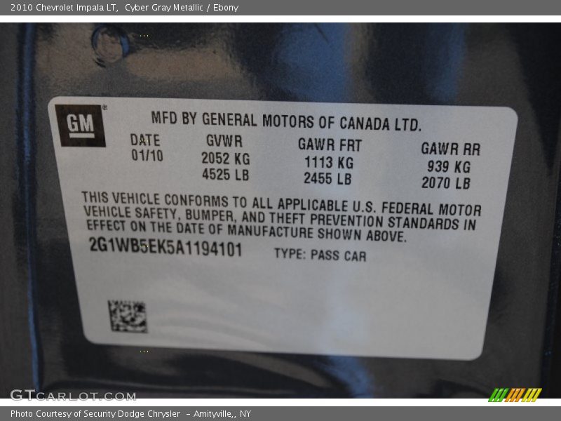 Cyber Gray Metallic / Ebony 2010 Chevrolet Impala LT
