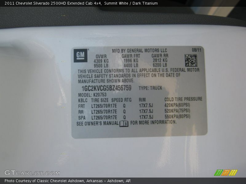 Summit White / Dark Titanium 2011 Chevrolet Silverado 2500HD Extended Cab 4x4