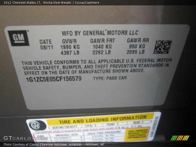 Mocha Steel Metallic / Cocoa/Cashmere 2012 Chevrolet Malibu LT