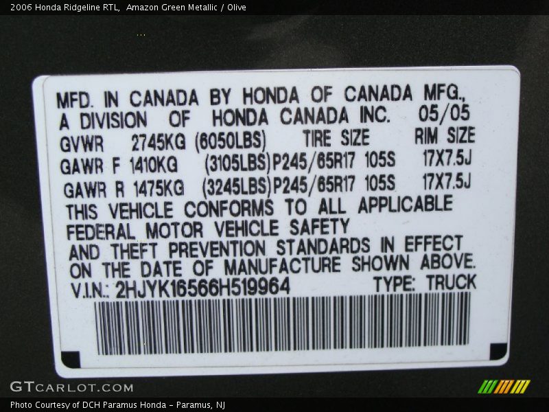 Amazon Green Metallic / Olive 2006 Honda Ridgeline RTL