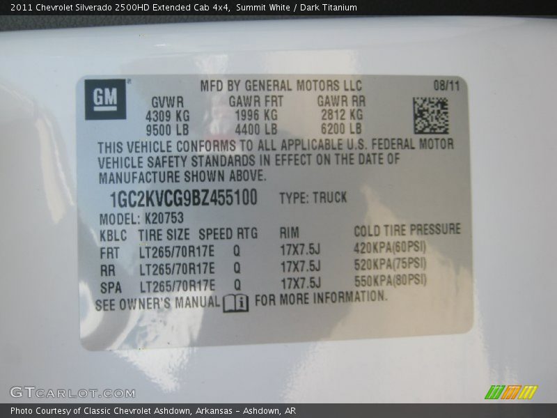 Summit White / Dark Titanium 2011 Chevrolet Silverado 2500HD Extended Cab 4x4
