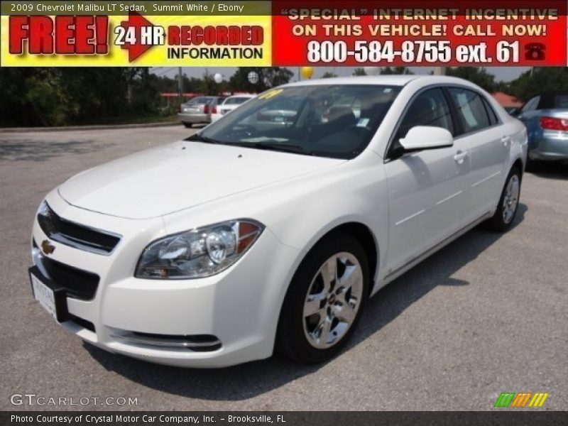 Summit White / Ebony 2009 Chevrolet Malibu LT Sedan