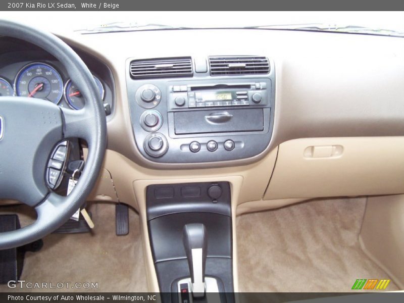 White / Beige 2007 Kia Rio LX Sedan