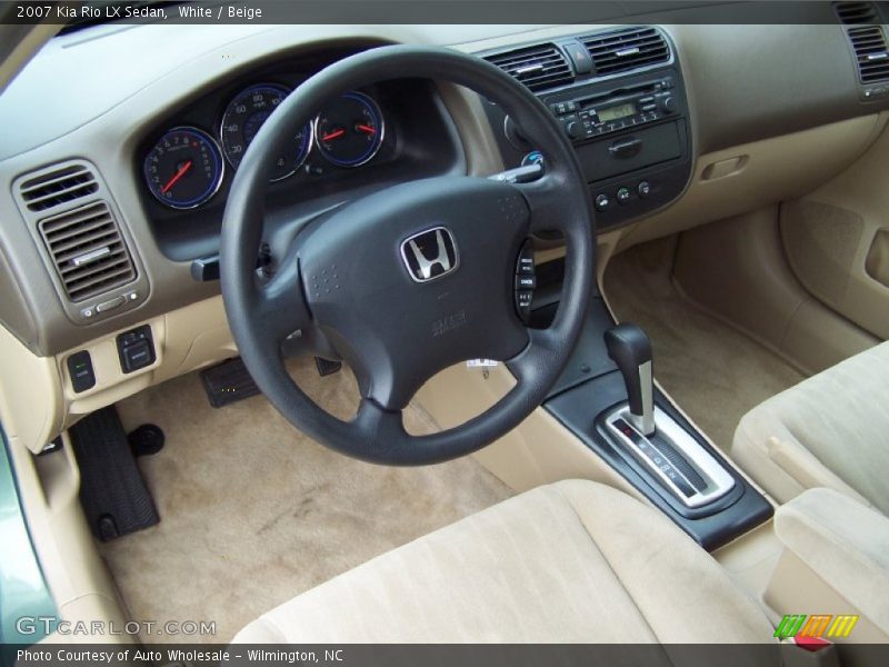 White / Beige 2007 Kia Rio LX Sedan