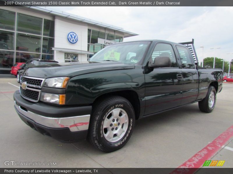 Dark Green Metallic / Dark Charcoal 2007 Chevrolet Silverado 1500 Classic Work Truck Extended Cab