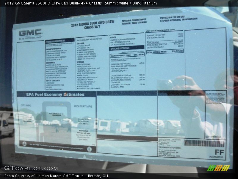  2012 Sierra 3500HD Crew Cab Dually 4x4 Chassis Window Sticker